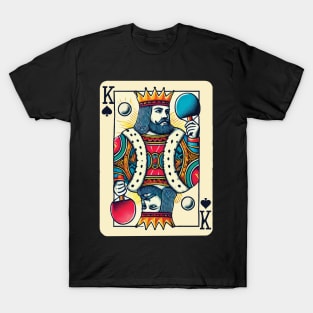 Retro Playing Card Table Tennis King Design T-Shirt